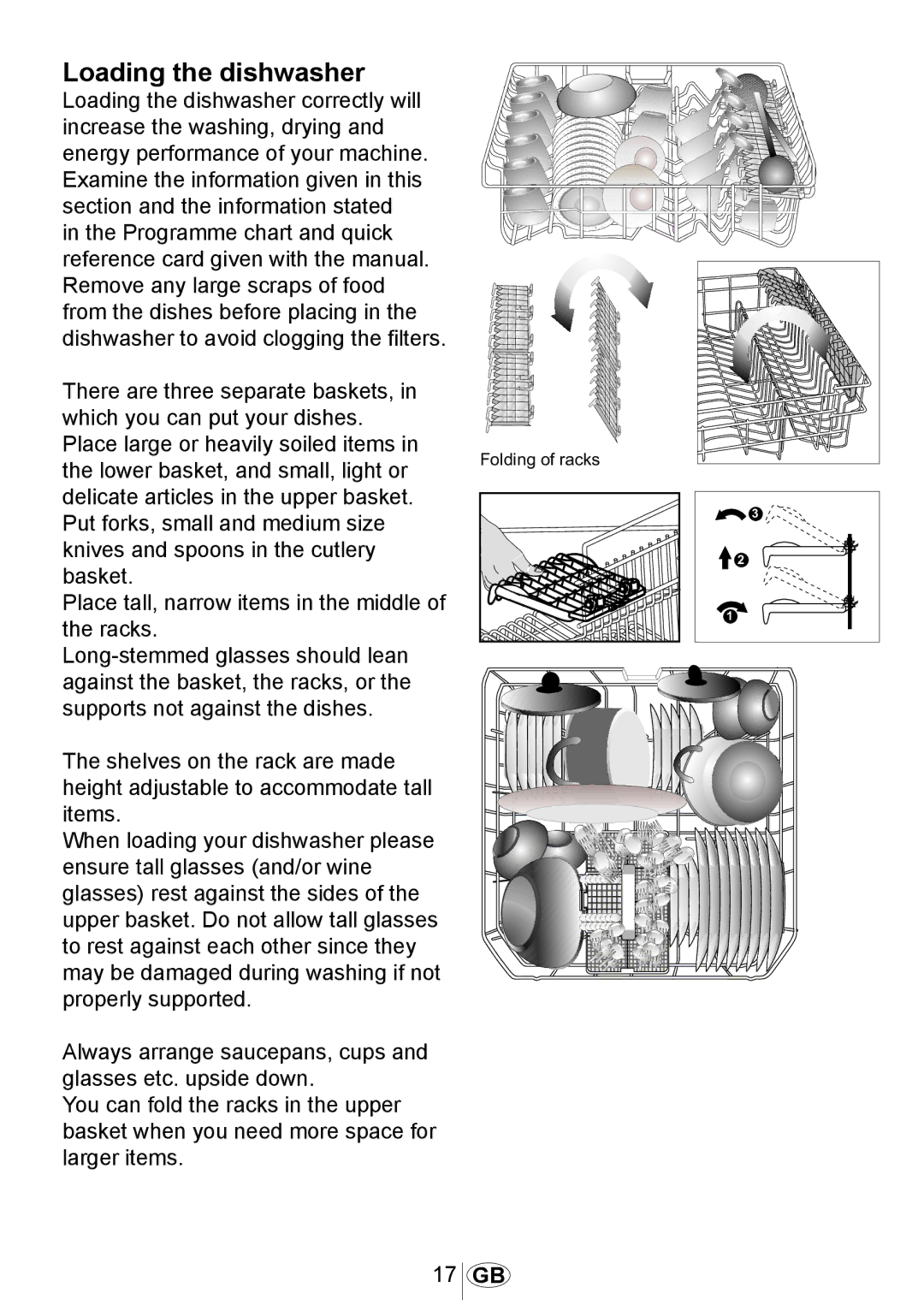 Beko DL1243 manual Loading the dishwasher 