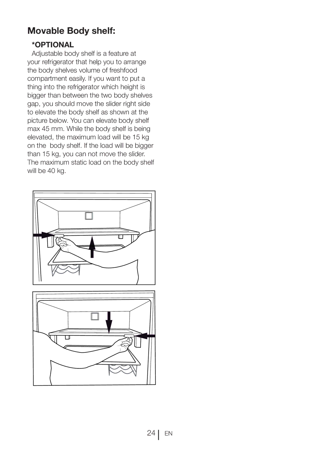 Beko DN151120X manual Movable Body shelf 