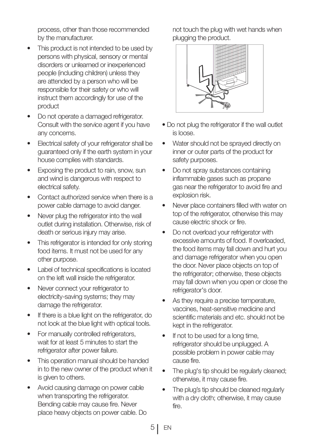 Beko DN151120X manual Process, other than those recommended by the manufacturer 