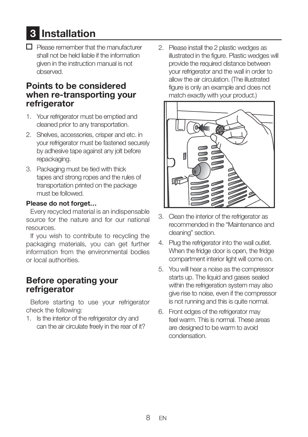 Beko DN151120X manual Installation, Before operating your refrigerator, Please do not forget… 