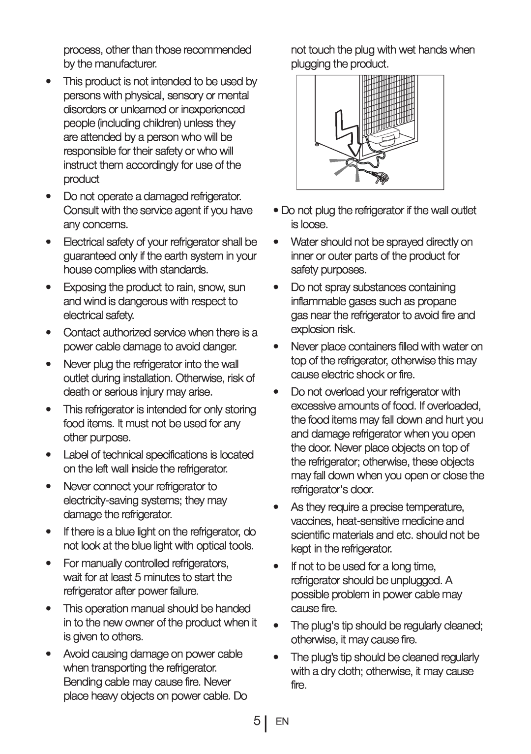 Beko DN151120X manual •Do not operate a damaged refrigerator 