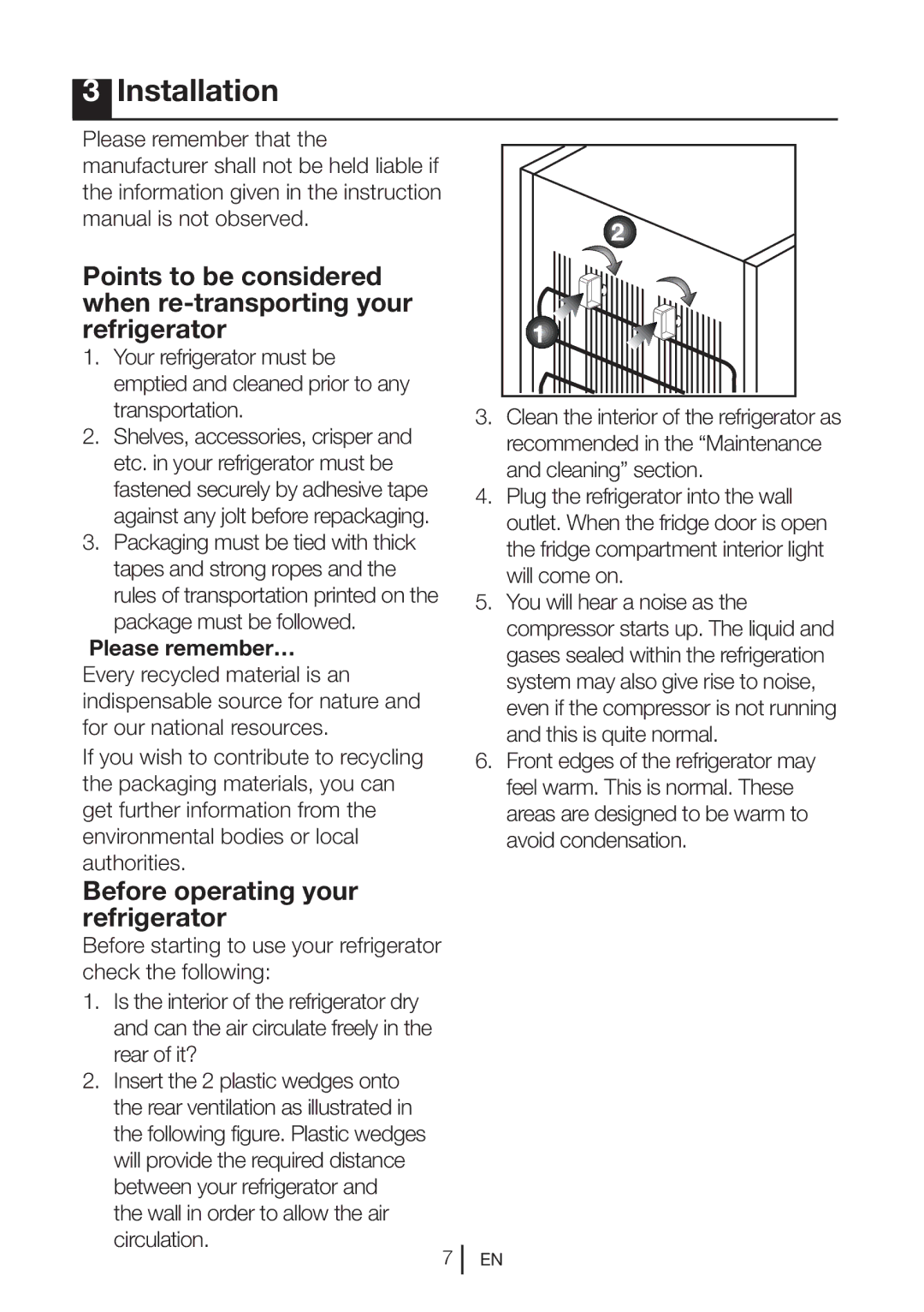 Beko DNE 25020 S manual Installation, Before operating your refrigerator 