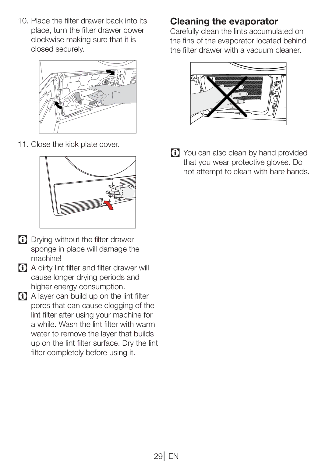 Beko DP 8045 CW manual Cleaning the evaporator 