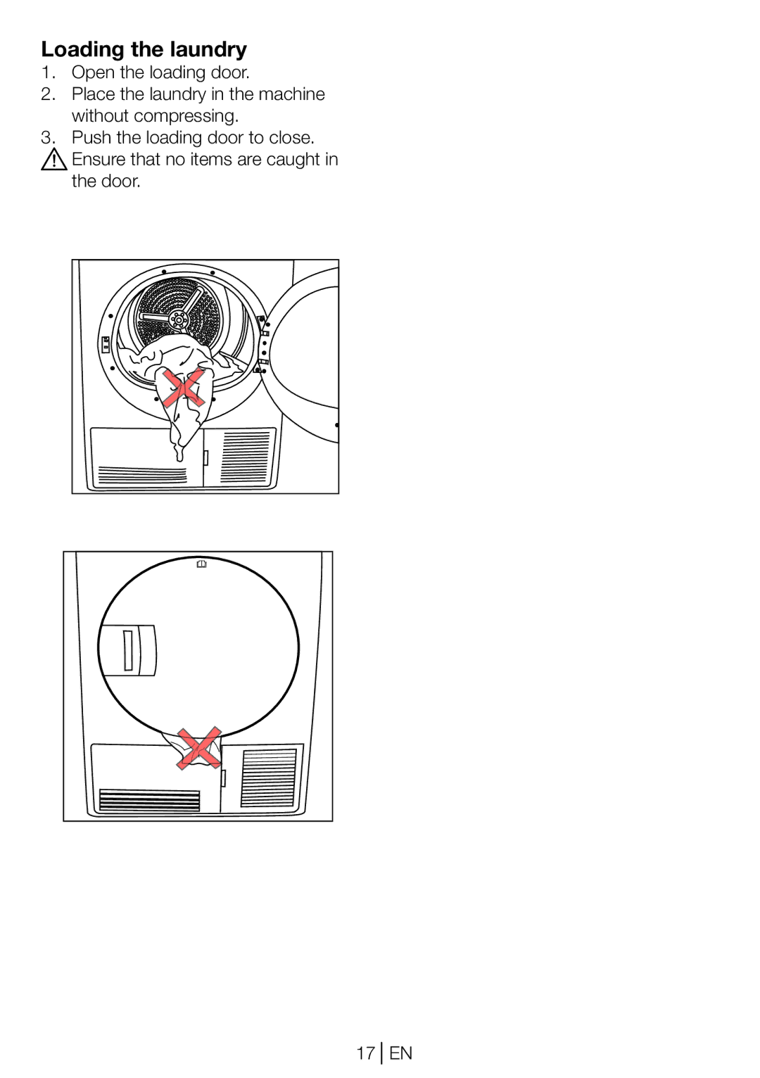 Beko DPU 8360 W manual Loading the laundry 