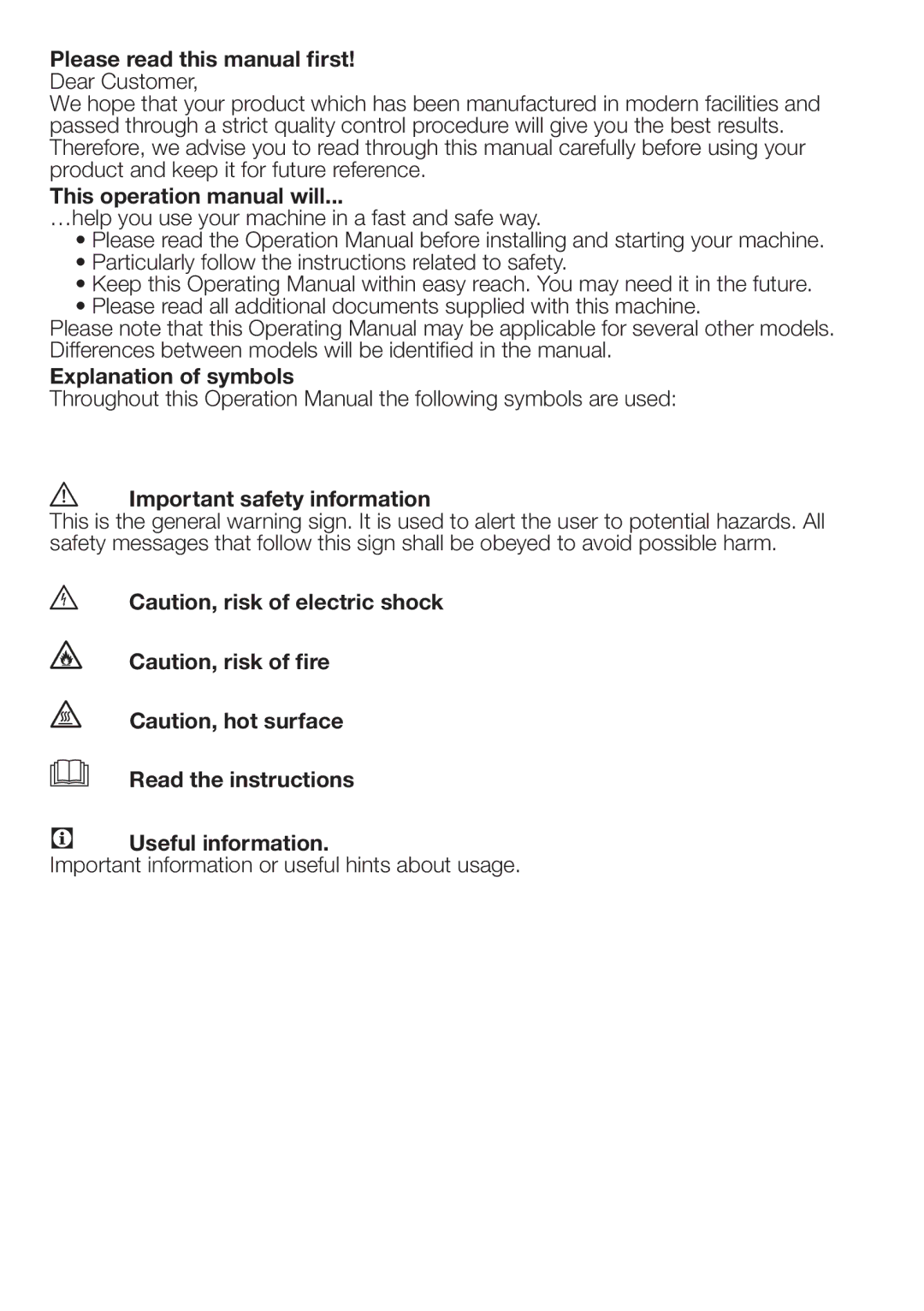 Beko DRCS 68 W, DRCS 68 S Please read this manual first, Explanation of symbols Important safety information 