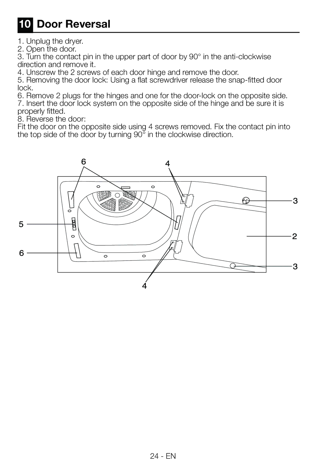 Beko DRCS 68 W, DRCS 68 S manual Door Reversal 