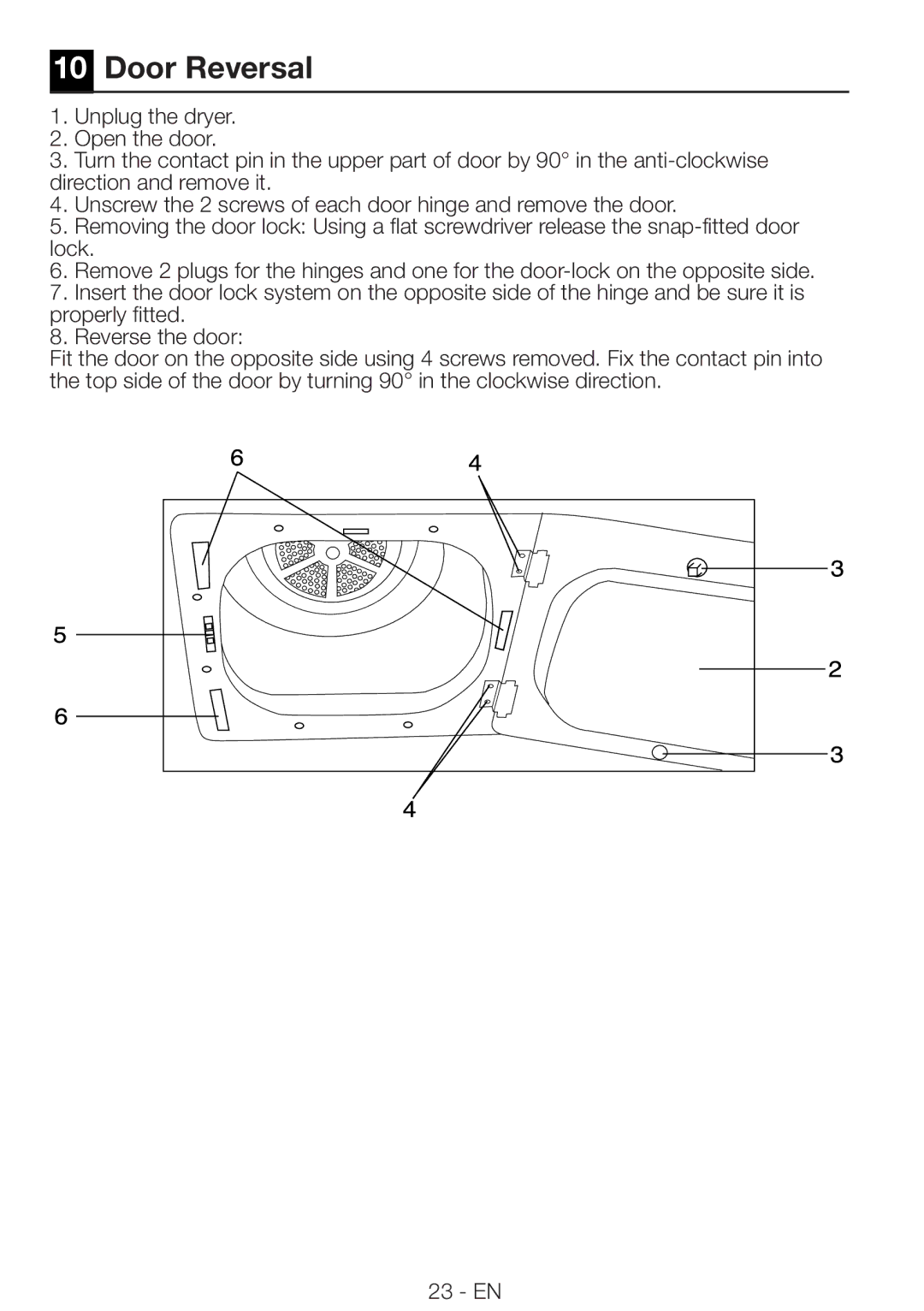 Beko DRCS 76 W, DRCS 76 S manual Door Reversal 