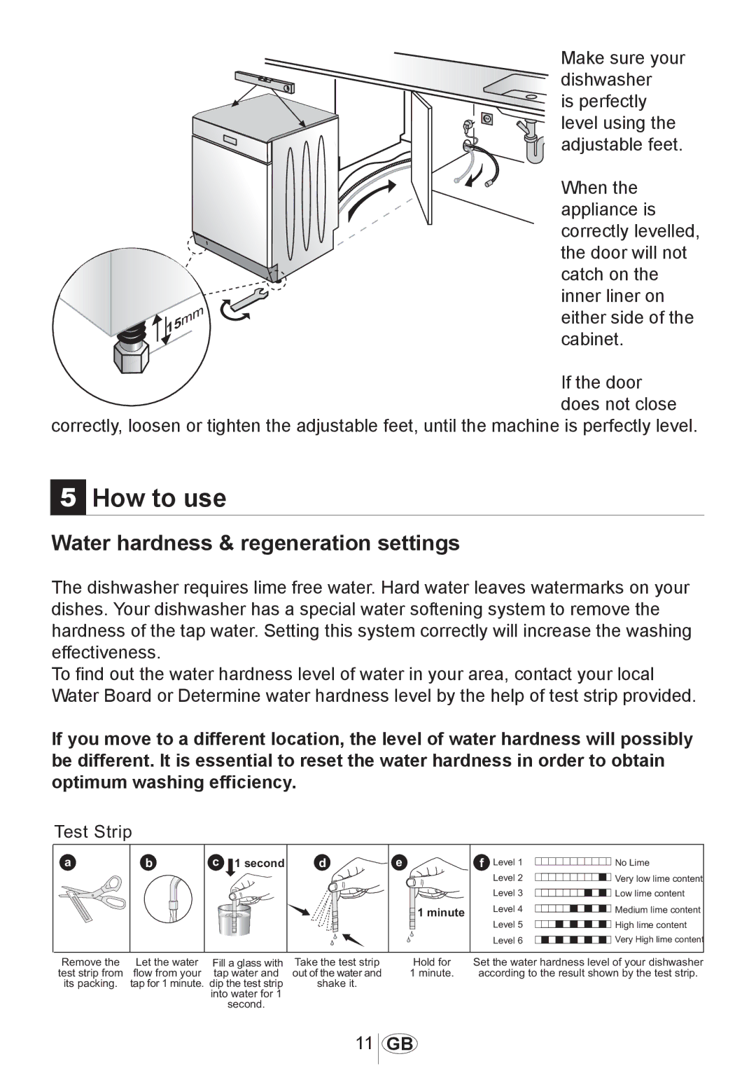 Beko DSFN 6839 W manual How to use, Water hardness & regeneration settings 