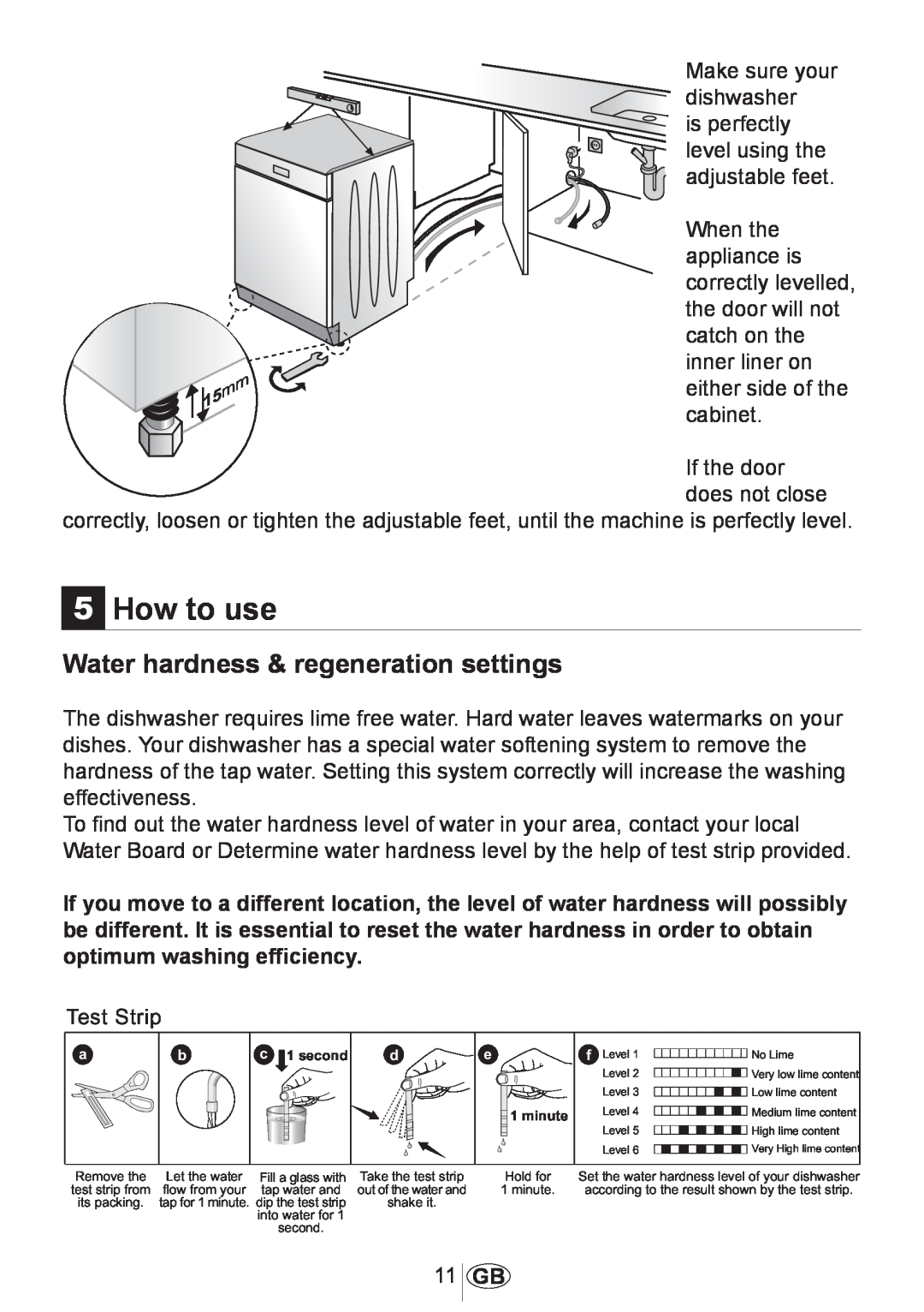 Beko DSFN 6839 W manual How to use, Water hardness & regeneration settings 