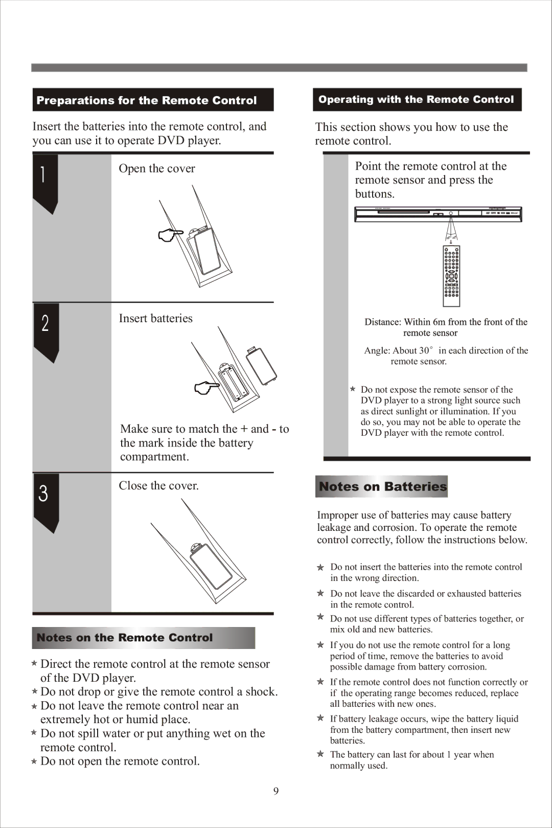 Beko DVD 2008 manual Preparations for the Remote Control 