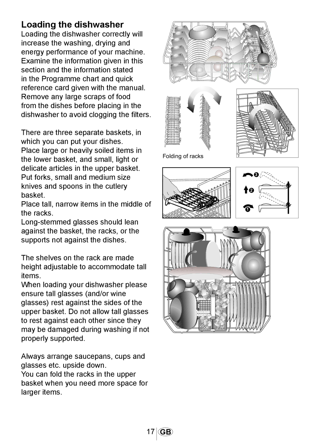 Beko DW602 manual Loading the dishwasher 