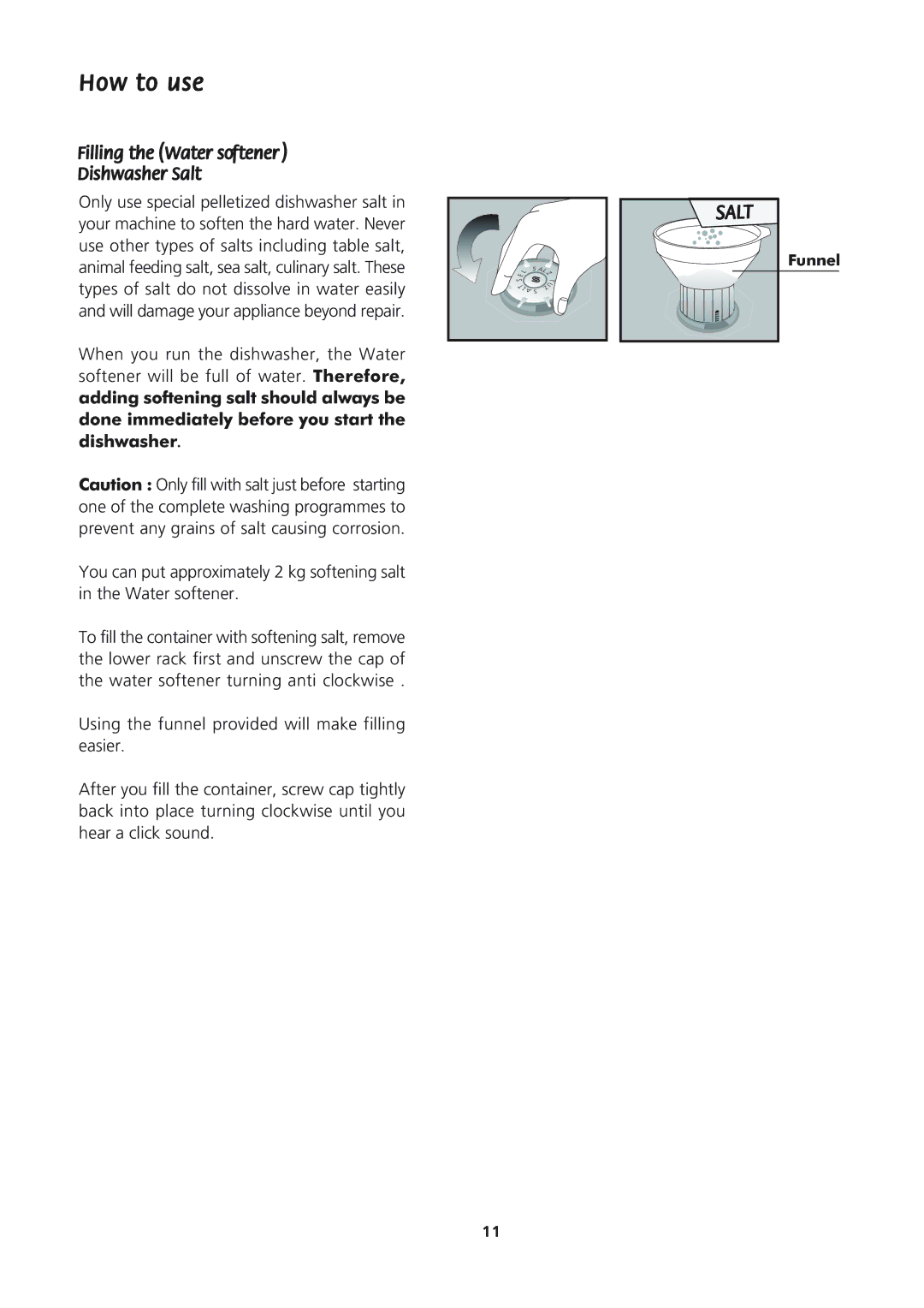 Beko DWD 8657 manual Funnel 