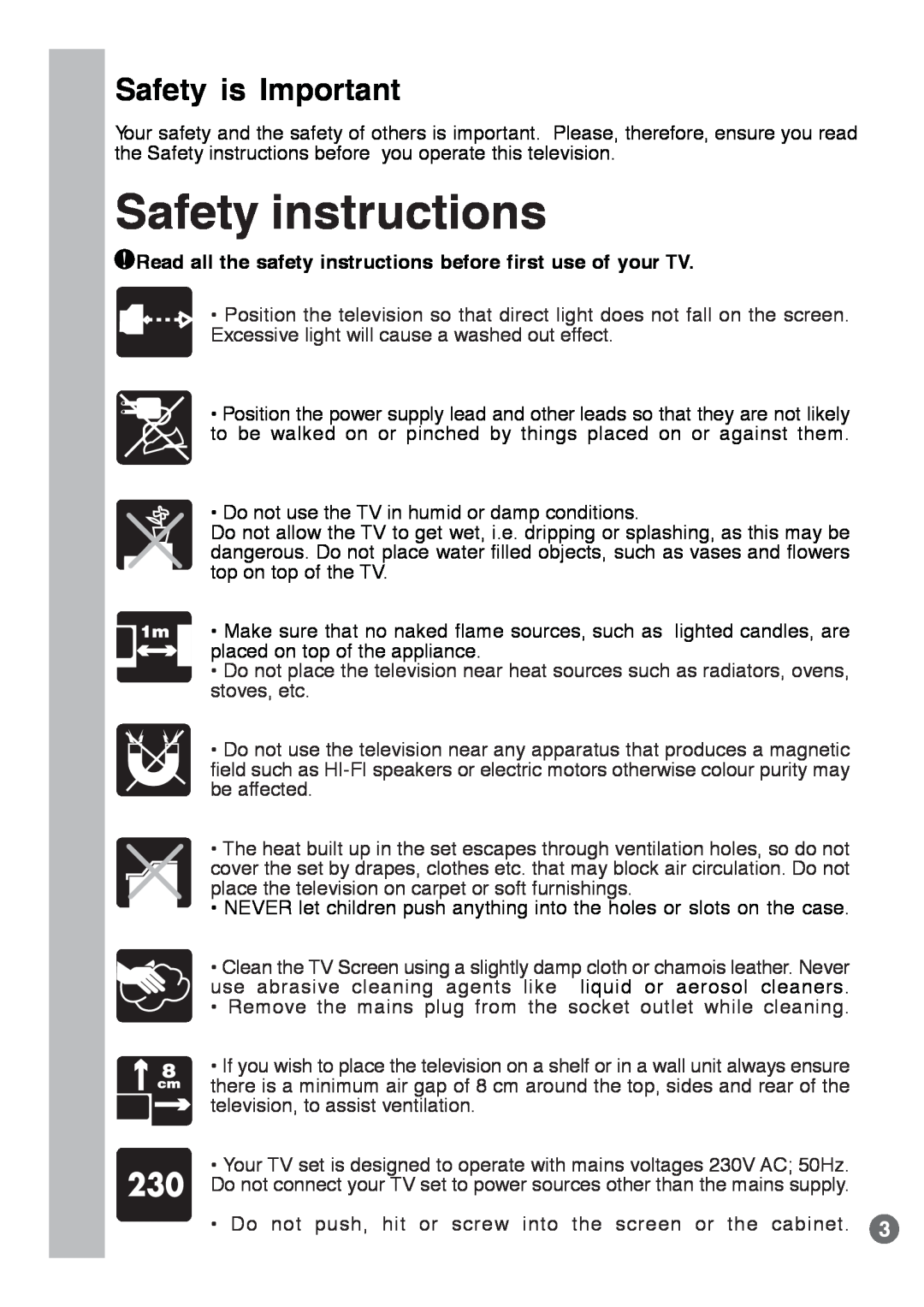 Beko E1 manual Safety instructions, Safety is Important, Read all the safety instructions before first use of your TV 