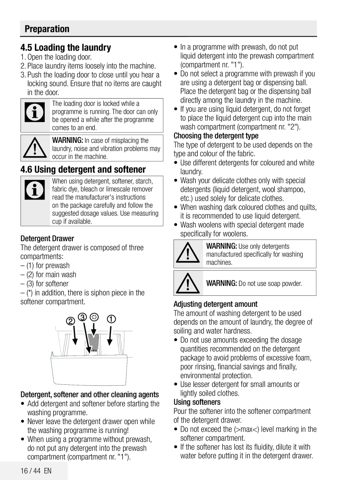 Beko ECO WMB 81445 LW manual Preparation Loading the laundry 