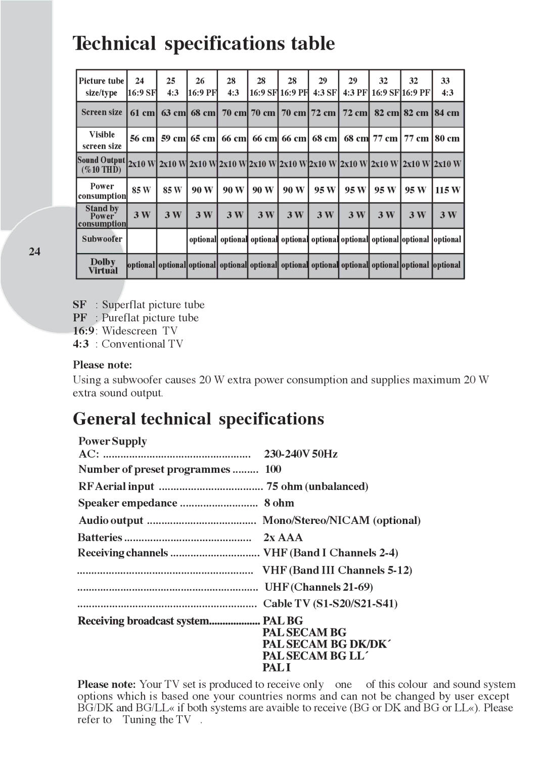 Beko F 972 SIYAH, F 772 GRI General technical specifications 