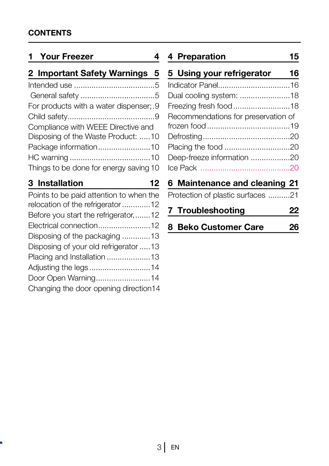 Beko FN 130430 manual Maintenance and cleaning 