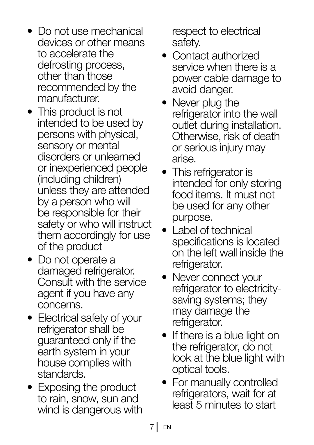 Beko FN 130430 manual Respect to electrical safety 