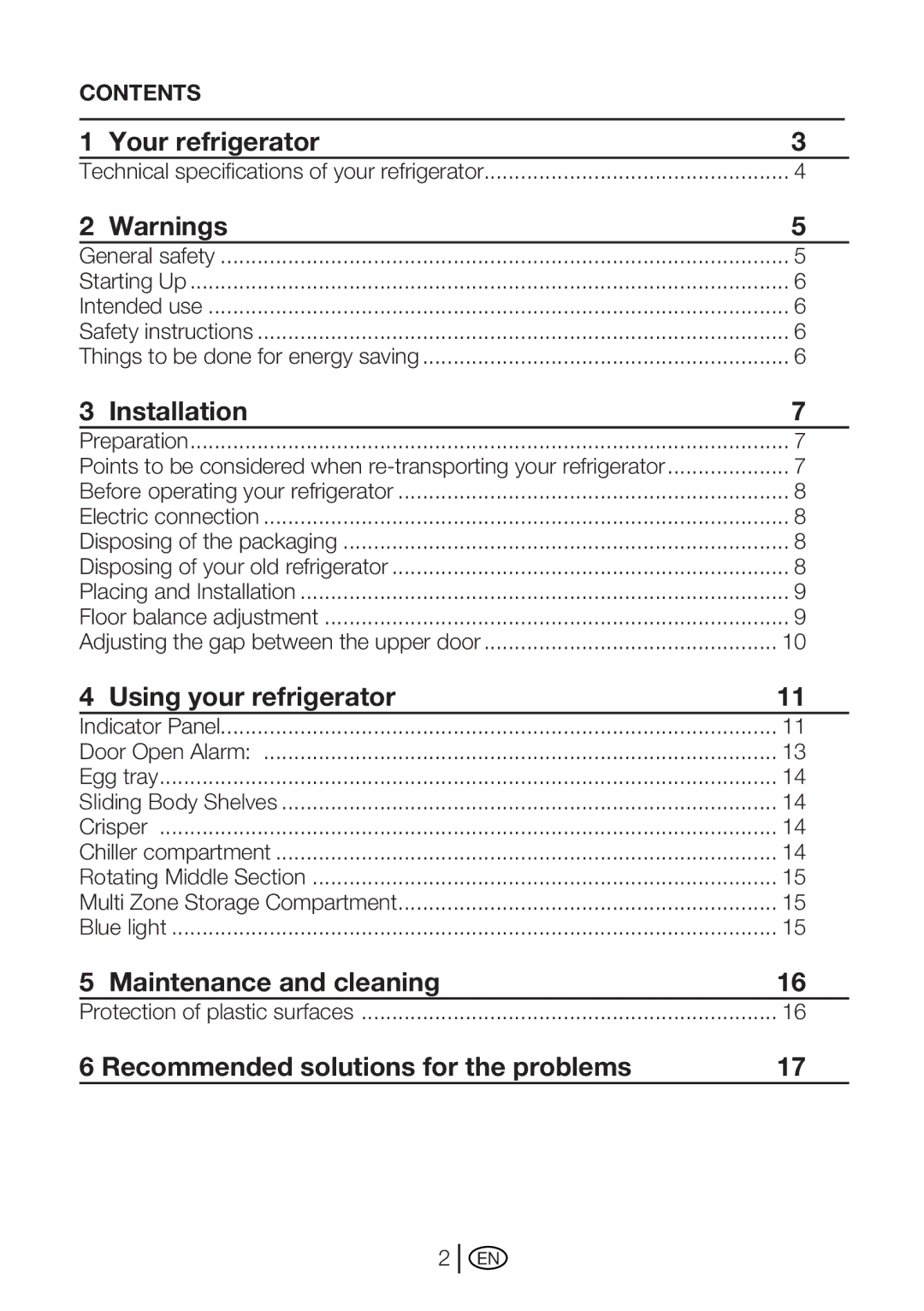 Beko GNE 114610 X manual Your refrigerator, Installation, Using your refrigerator, Maintenance and cleaning 