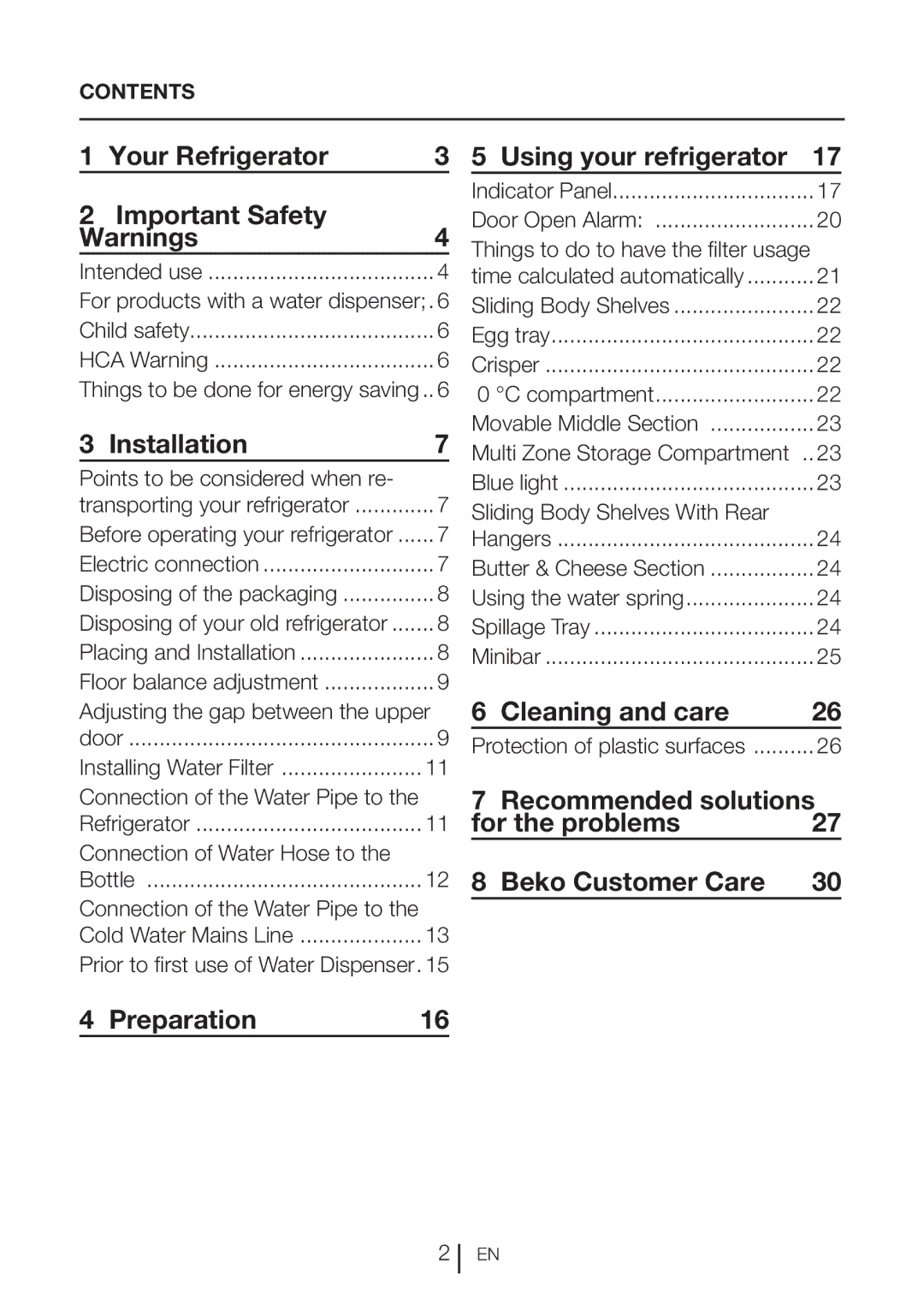 Beko GNE 134620 X Your Refrigerator Important Safety, Installation, Preparation Using your refrigerator, Cleaning and care 