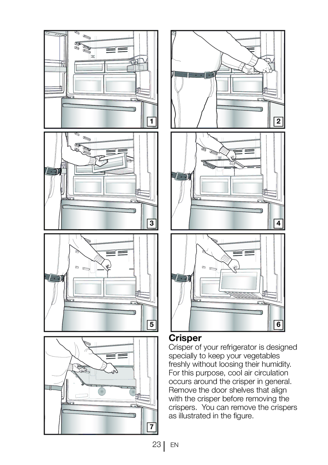 Beko GNE 60520 DX manual Crisper 