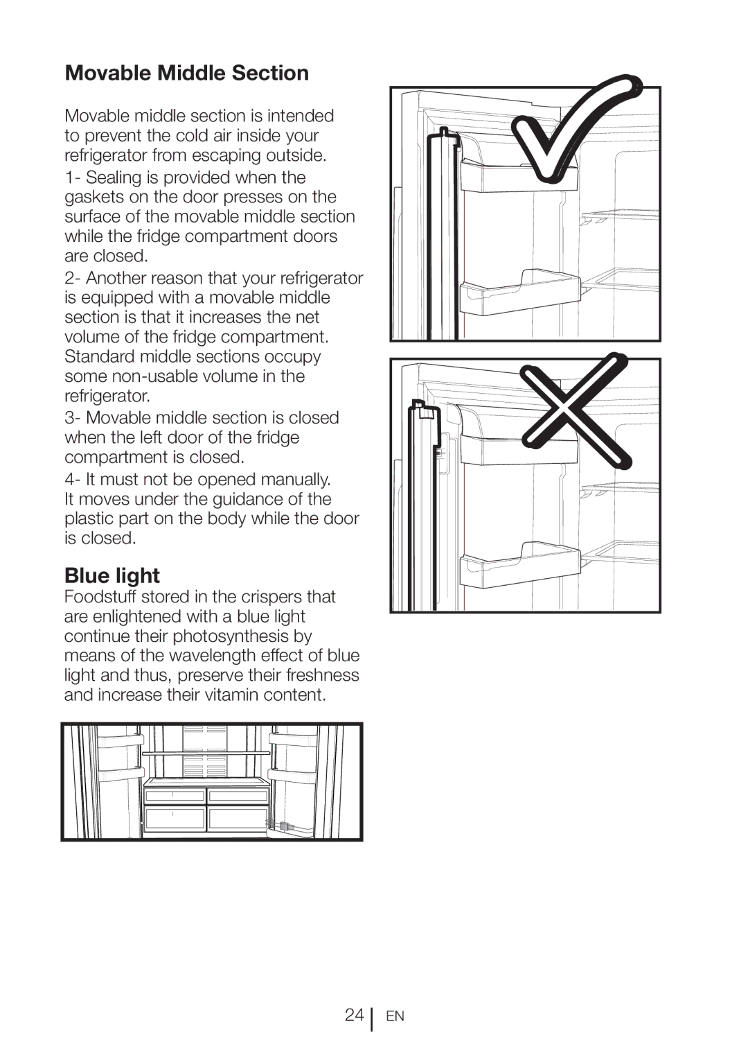 Beko GNE 60520 DX manual Movable Middle Section, Blue light 