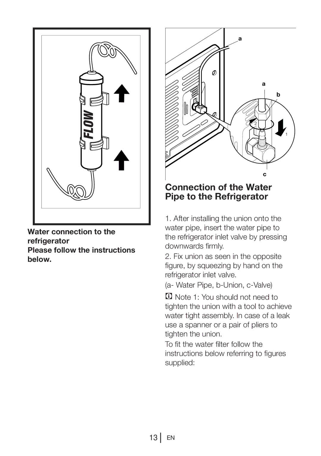 Beko GL32APB, gne v320 s, GNE V321APX, GNE V320APS, GNE V320 B manual Connection of the Water, Pipe to the Refrigerator 