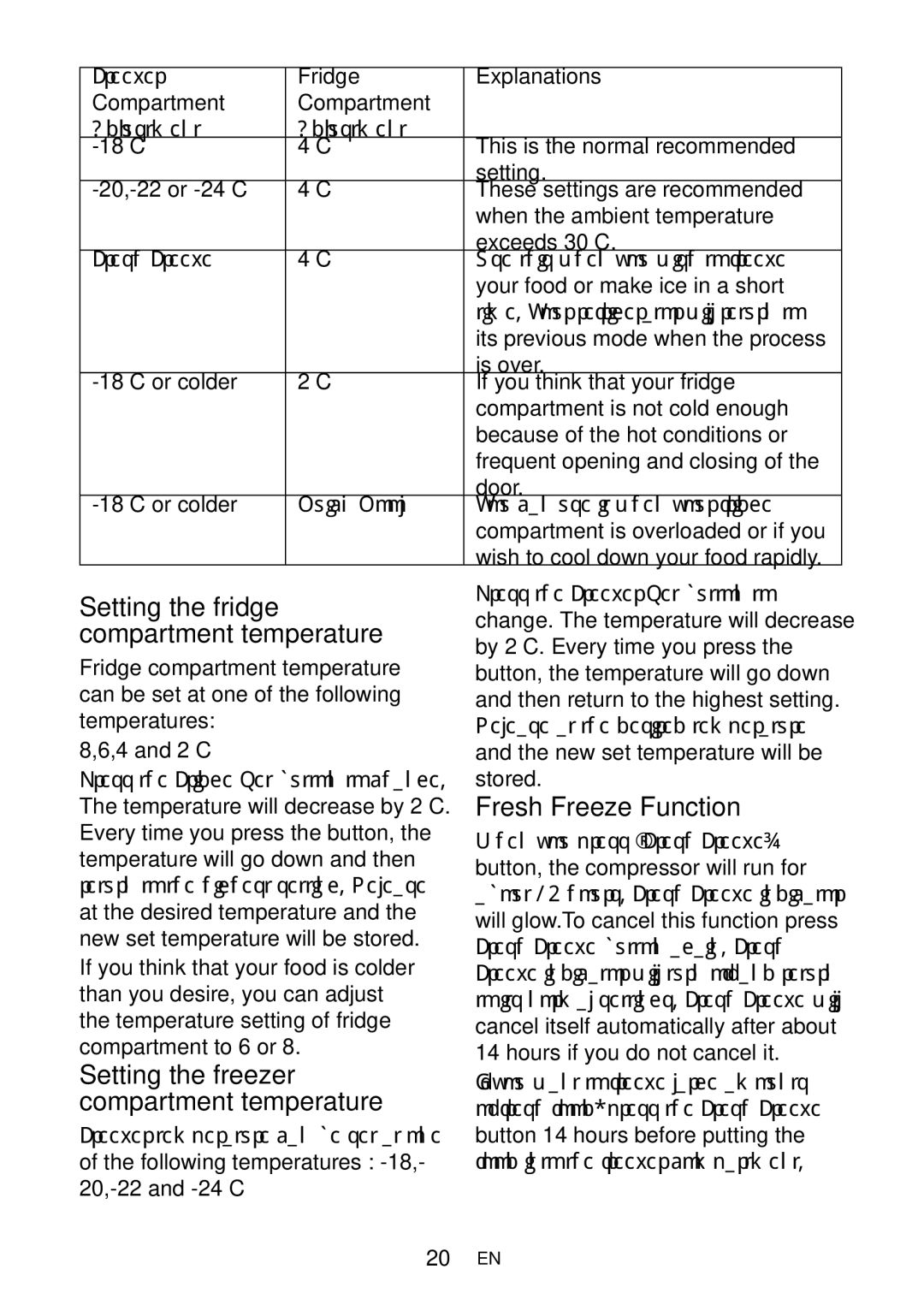 Beko GNE V321APX, gne v320 s manual Setting the fridge compartment temperature, Setting the freezer compartment temperature 