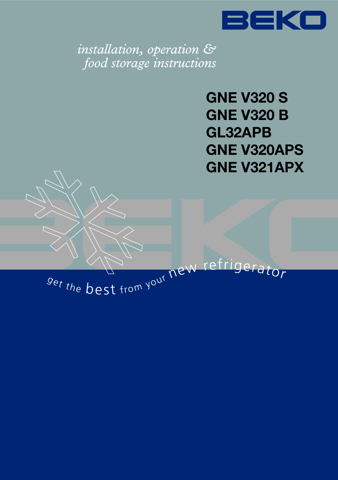 Beko GNE V321APX, gne v320 s, GNE V320APS, GNE V320 B, GL32APB manual 