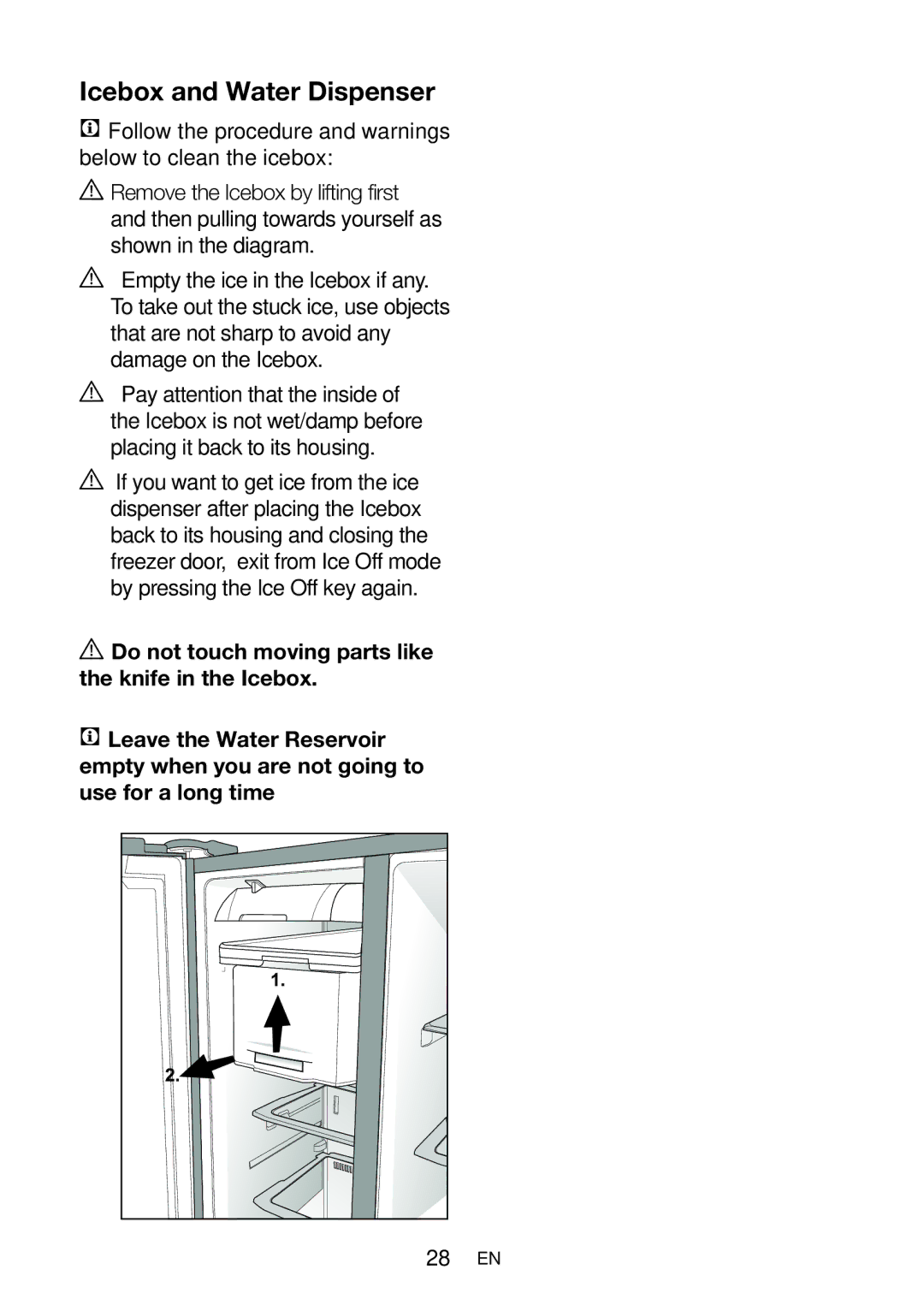 Beko GNE V322 X manual Icebox and Water Dispenser 