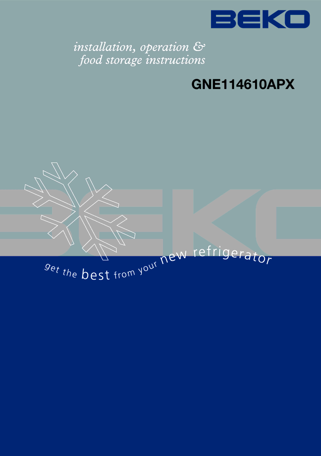 Beko GNE114610APX manual 