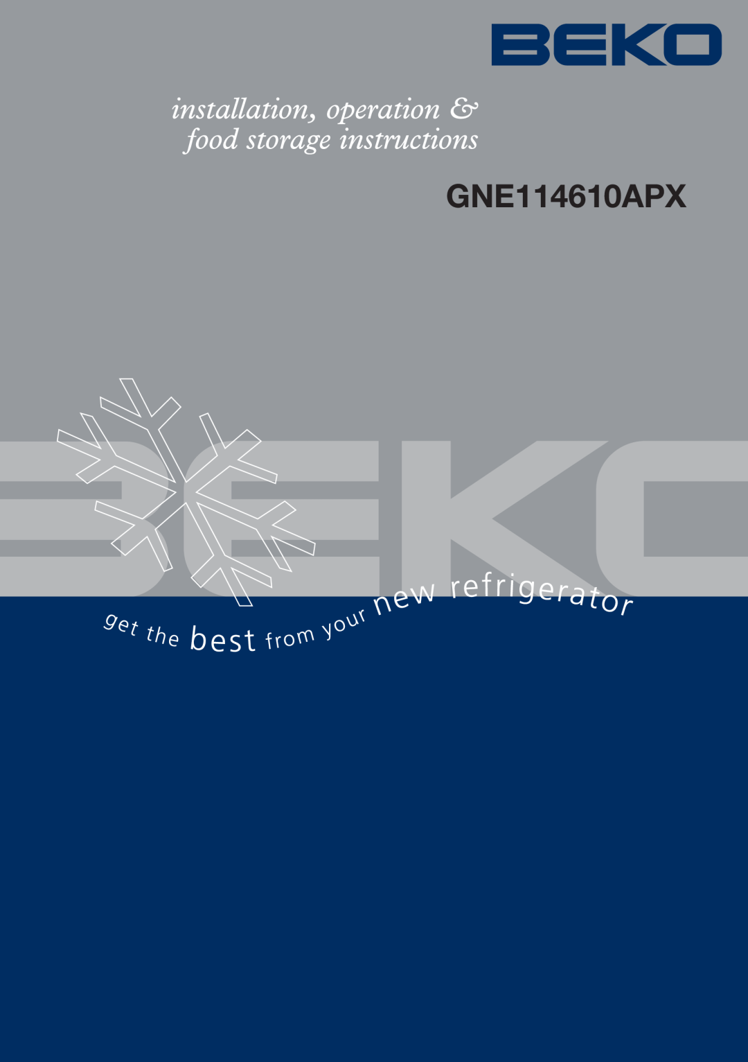 Beko GNE114610APX manual 