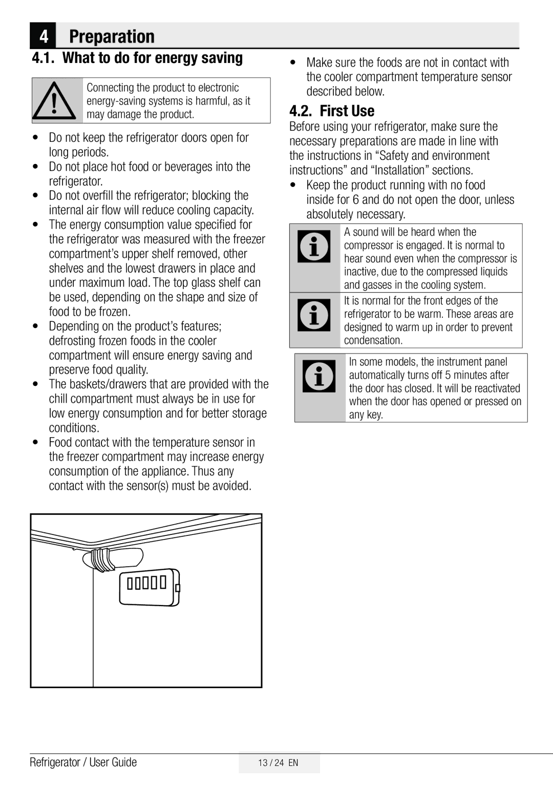 Beko GNE134750X manual Preparation, What to do for energy saving, First Use 