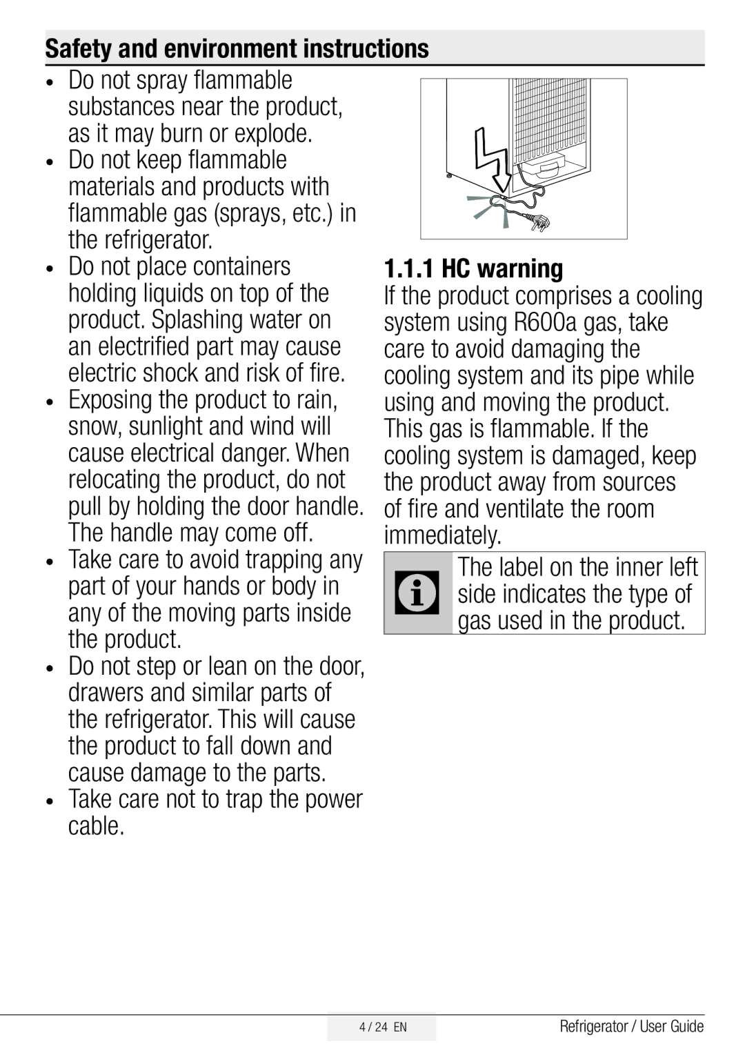 Beko GNE134750X manual Gas used in the product 