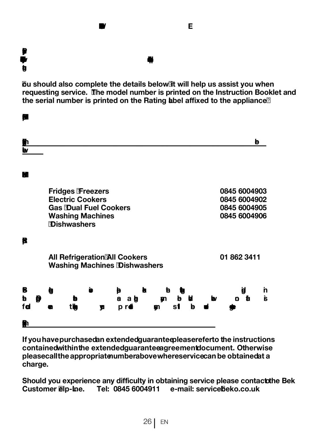 Beko GNE60020X manual HOW to Obtain Service 