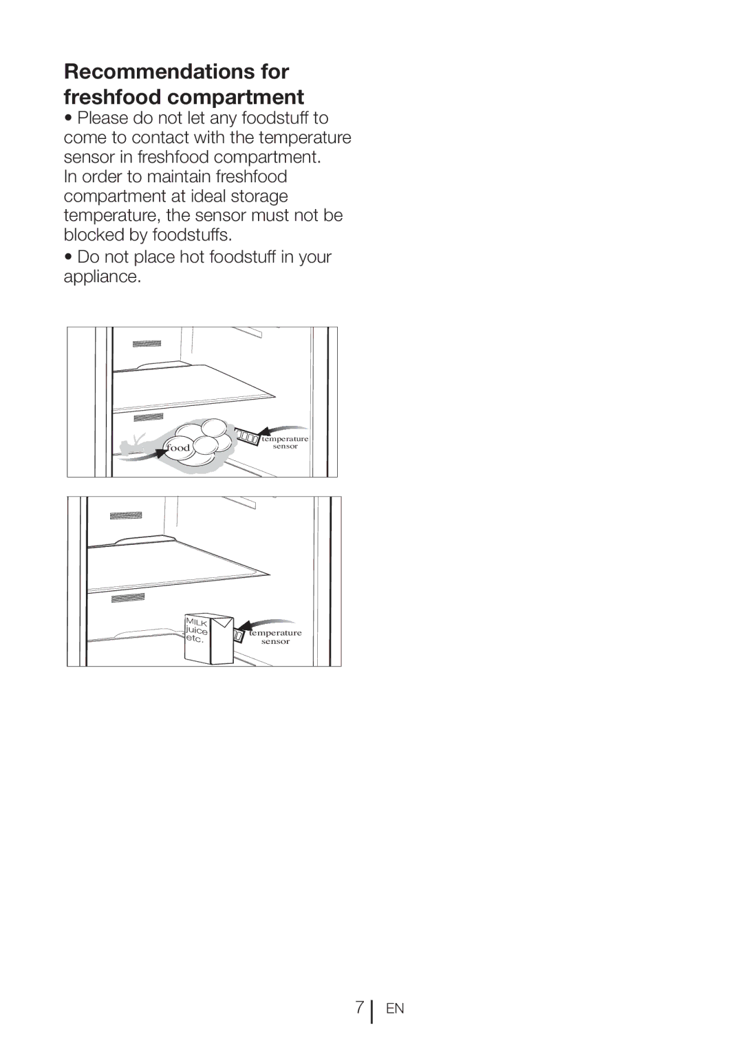 Beko GNE60020X manual Recommendations for freshfood compartment 