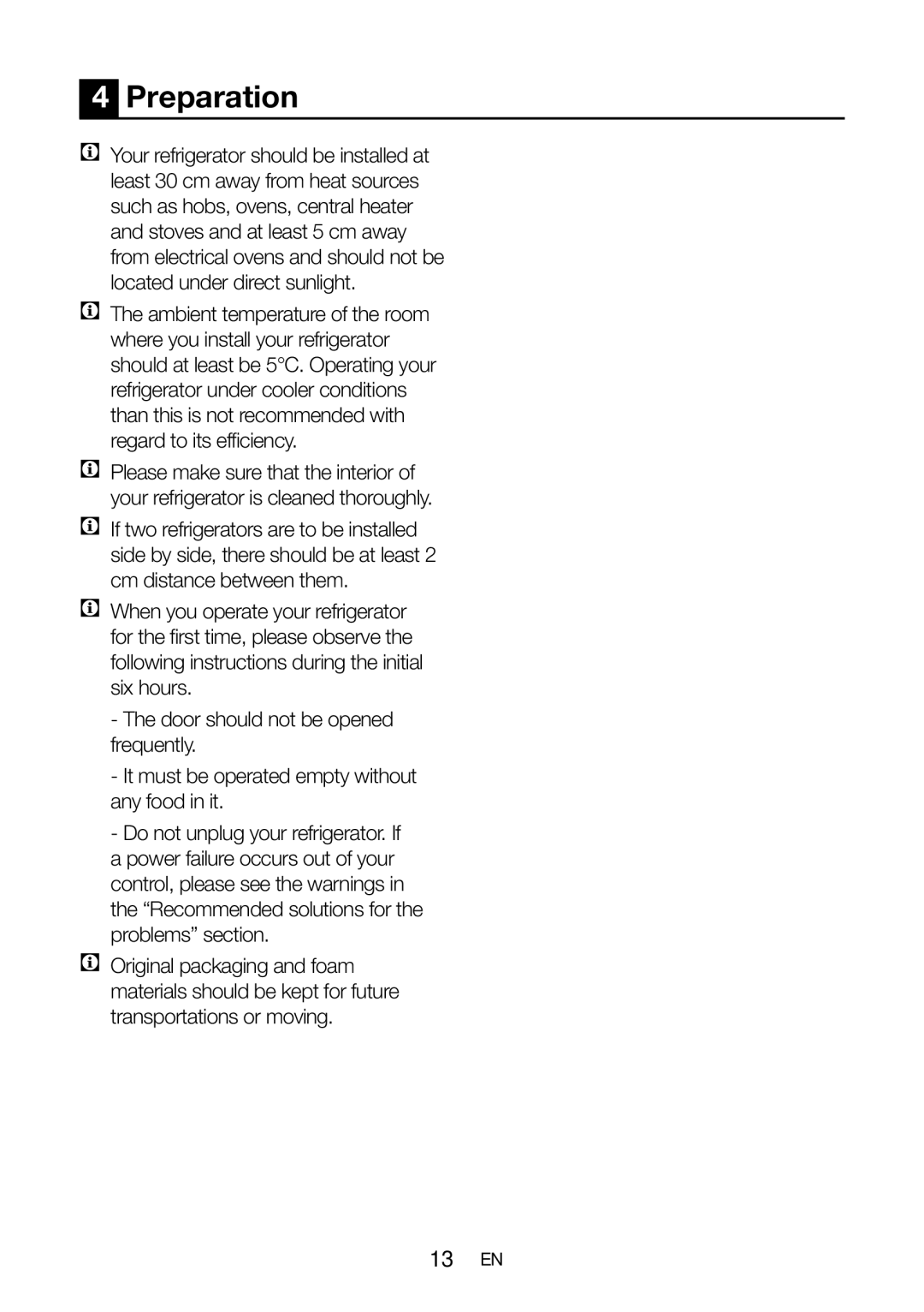 Beko GNEV021APW manual Preparation 