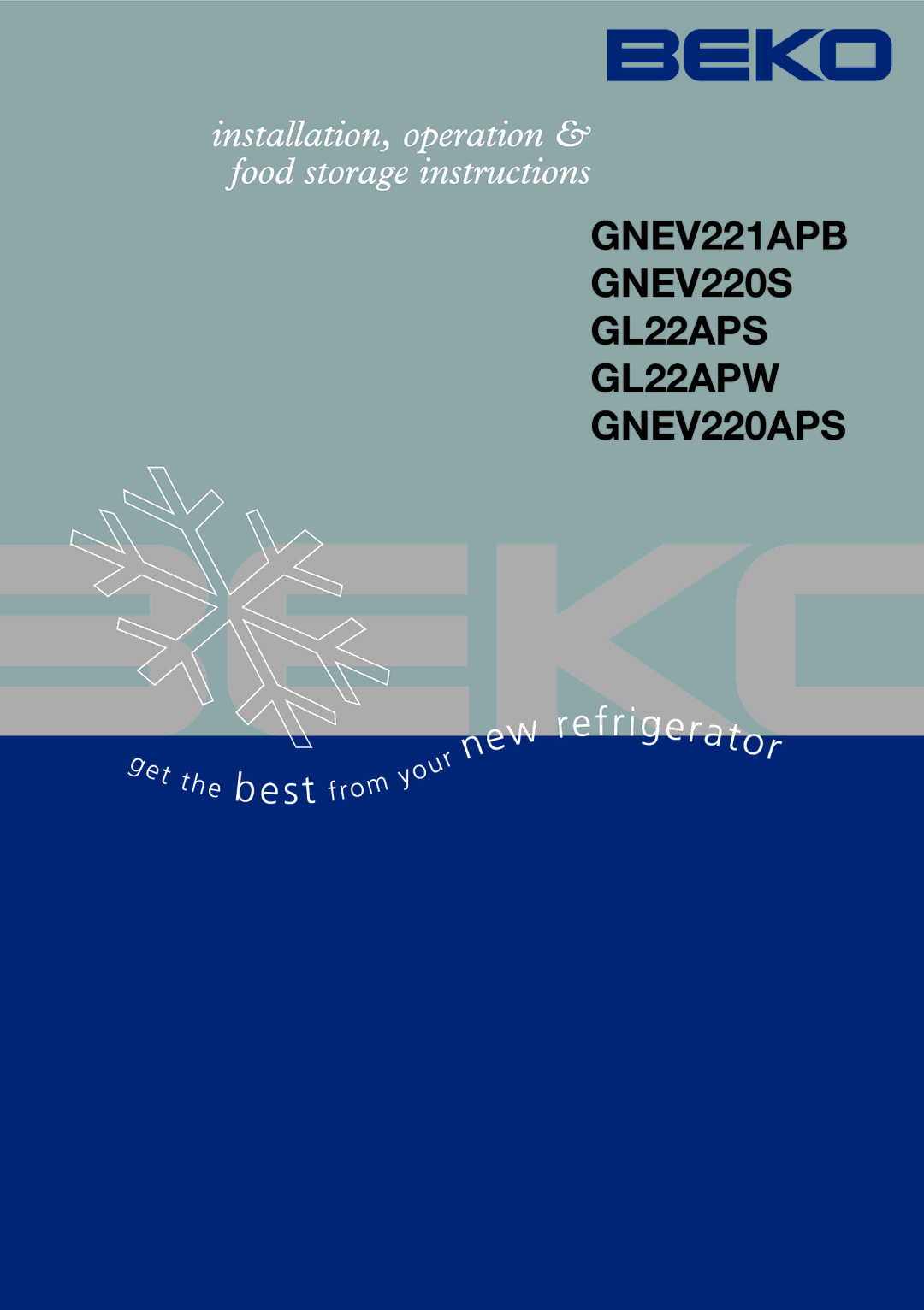 Beko manual GNEV221APB GNEV220S GL22APS GL22APW GNEV220APS 