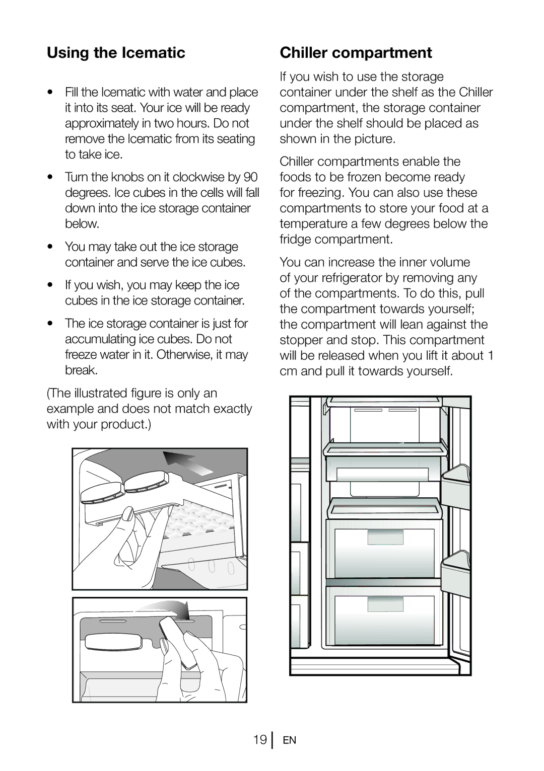 Beko GNEV220APS, GNEV220S, GNEV221APB, GL22APW, GL22APS manual Using the Icematic, Chiller compartment 