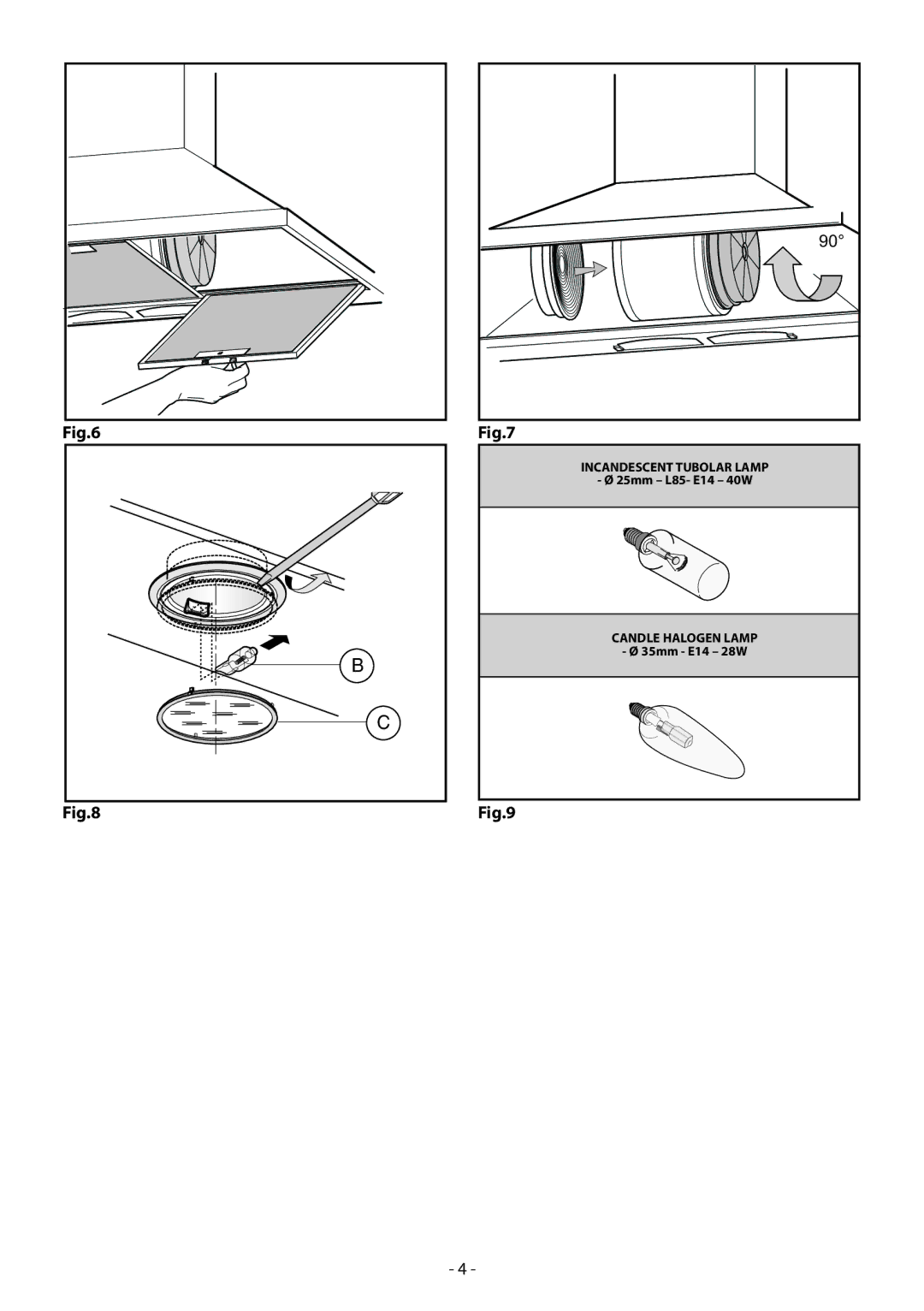 Beko HB60PX manual Candle Halogen Lamp 