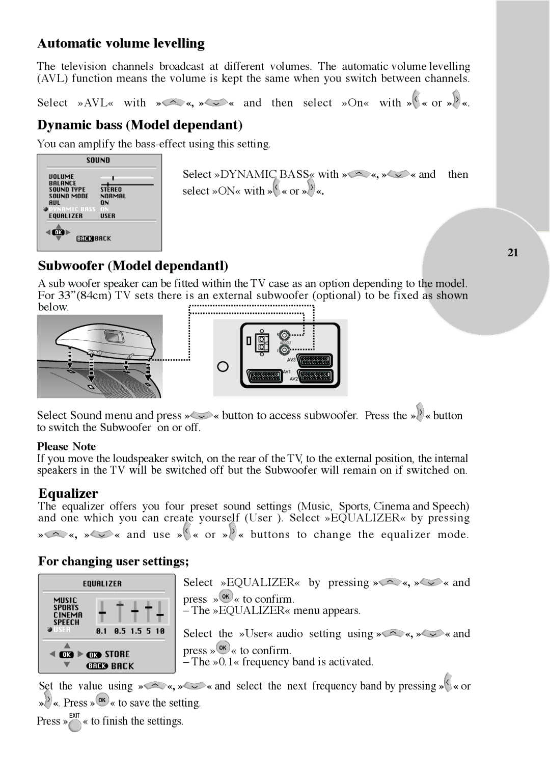 Beko IDTV 28C723IDW, Colour Televisions operating instructions Automatic volume levelling, For changing user settings 