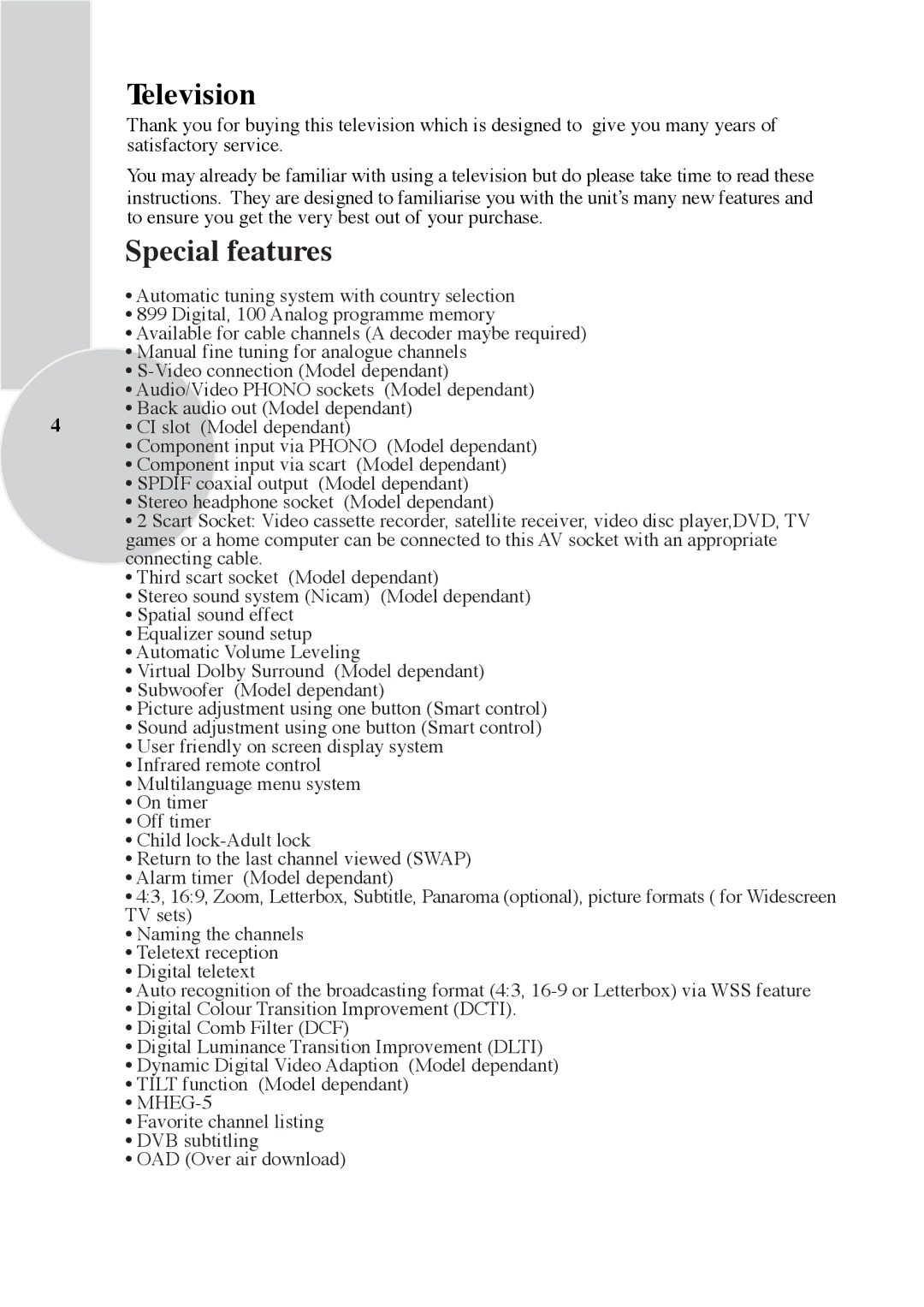 Beko Colour Televisions, IDTV 28C723IDW operating instructions Special features 