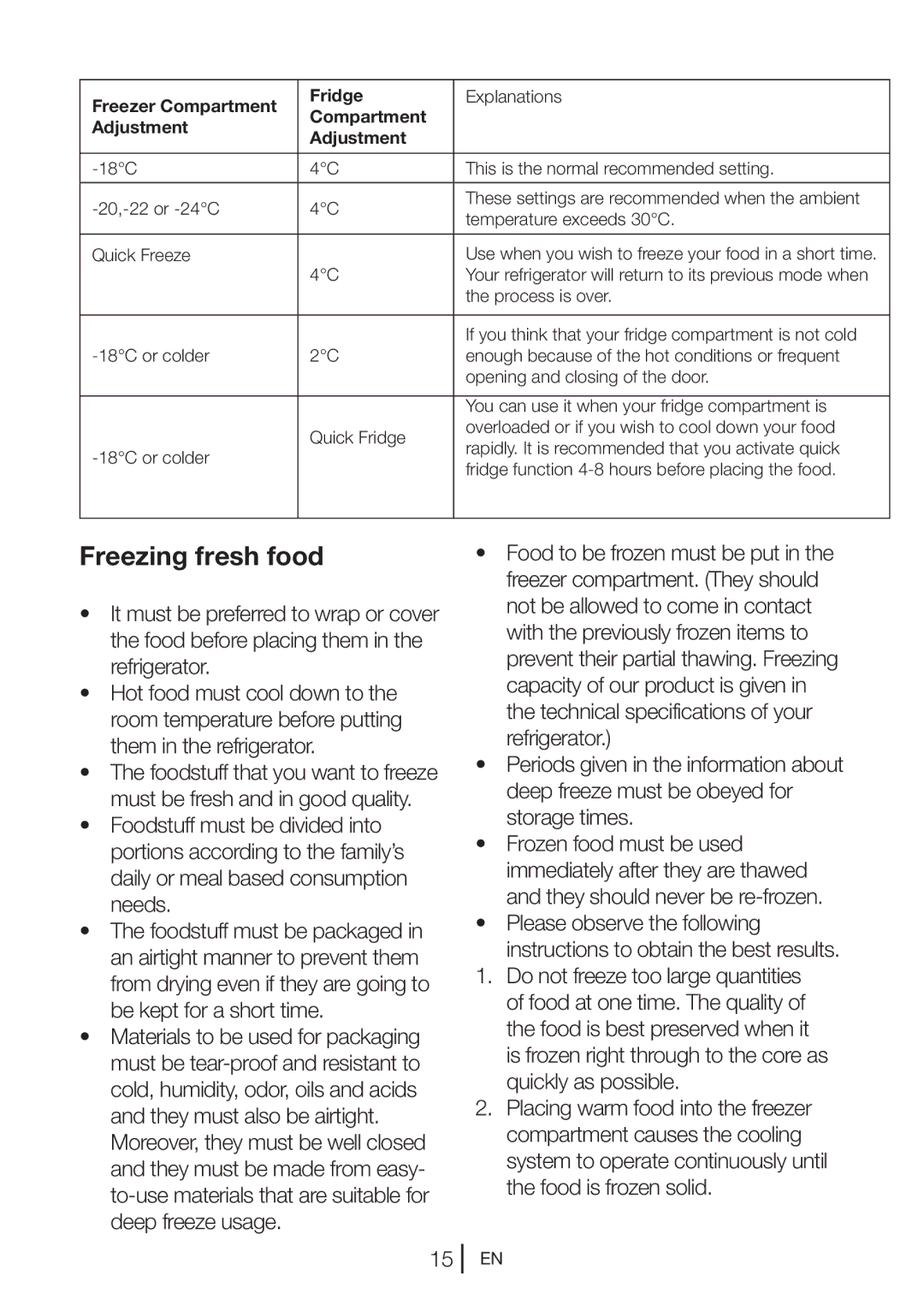 Beko kqe 1050 x manual Freezing fresh food, Compartment Adjustment 