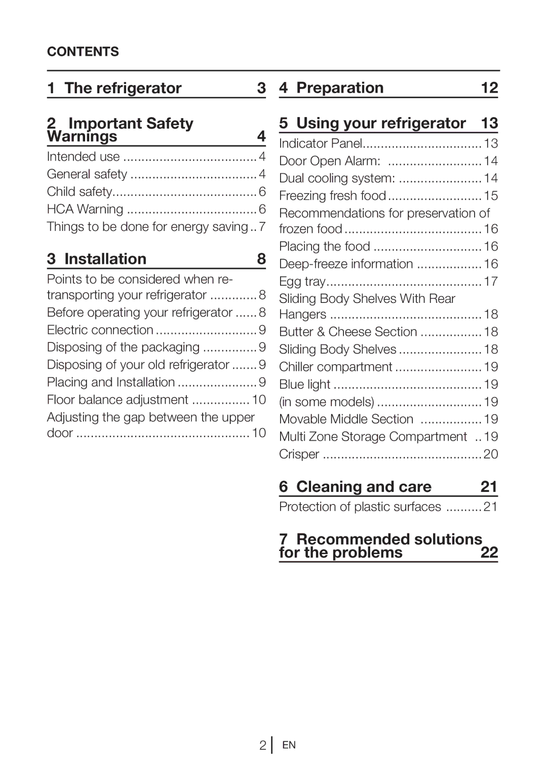 Beko kqe 1050 manual Refrigerator Important Safety, Installation, Preparation Using your refrigerator, Cleaning and care 