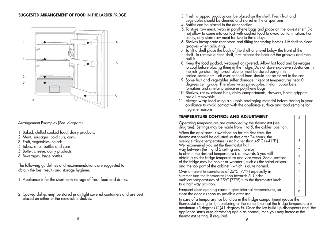 Beko LA 85, LA 120, LA 87 manual Temperature Control and Adjustment 