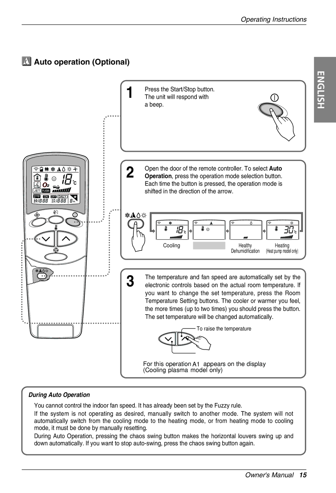 Beko LG-BKE 7500 D, LG-BKE 7600 D, LG-BKE7650 D, LG-BKE 7700 D, LG-BKE 7800 D owner manual Auto operation Optional 