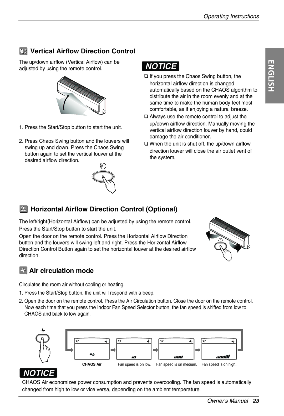 Beko LG-BKE 7500 D, LG-BKE 7600 D, LG-BKE7650 D, LG-BKE 7700 D, LG-BKE 7800 D Vertical Airflow Direction Control 