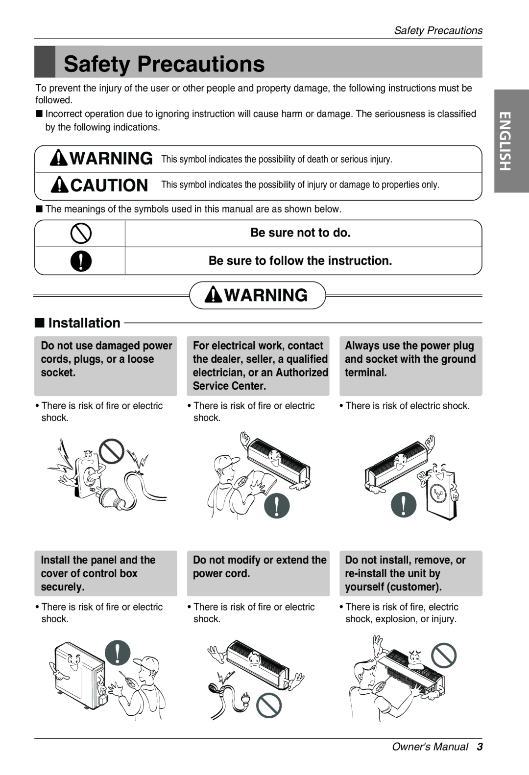 Beko LG-BKE 7500 D, LG-BKE 7600 D, LG-BKE7650 D, LG-BKE 7700 D, LG-BKE 7800 D owner manual Safety Precautions 