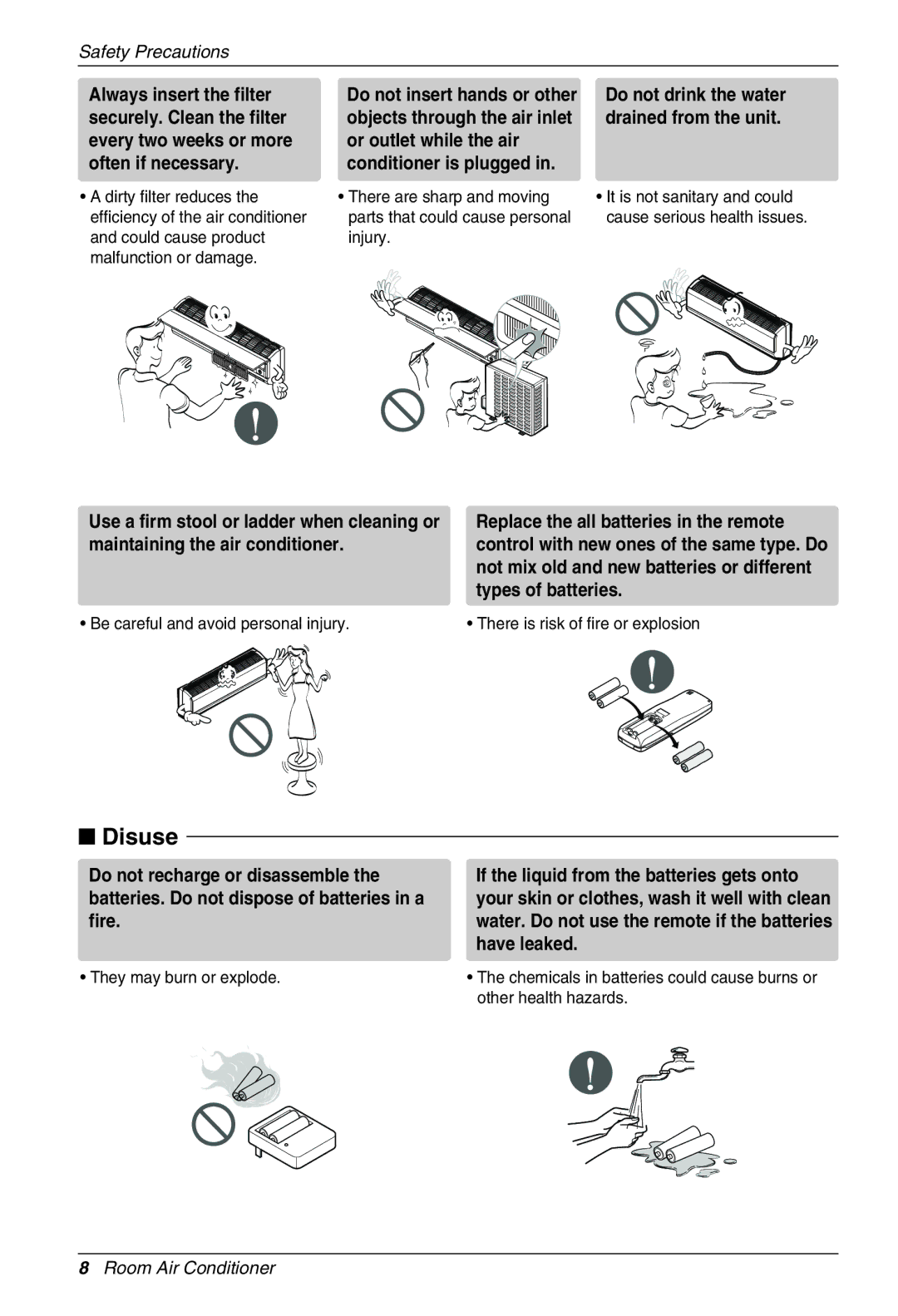 Beko LG-BKE 7500 D, LG-BKE 7600 D, LG-BKE7650 D, LG-BKE 7700 D, LG-BKE 7800 D owner manual Disuse, Do not drink the water 