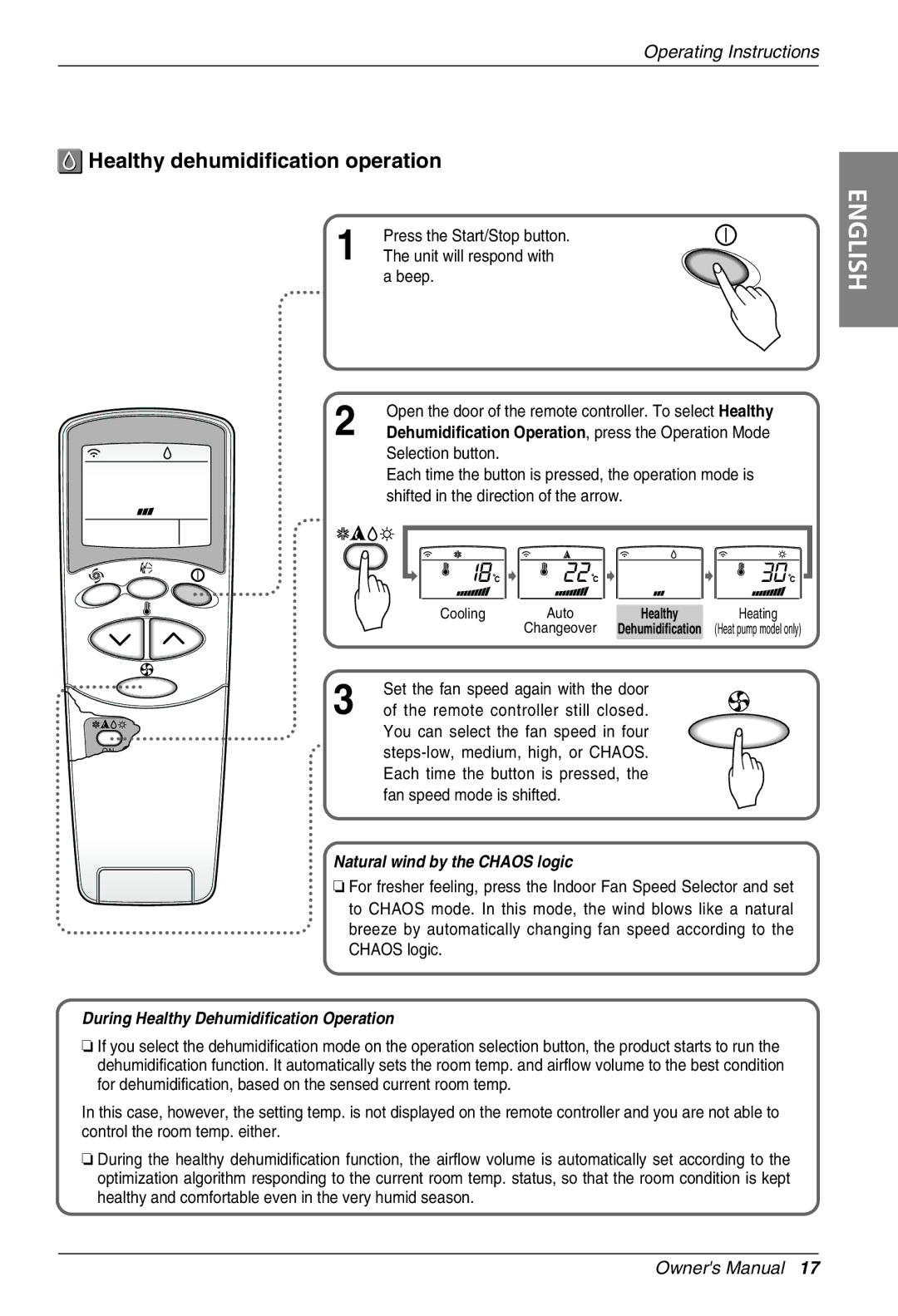 Beko LG-BKE7650 D, LG-BKE7700 D owner manual Healthy dehumidification operation, During Healthy Dehumidification Operation 