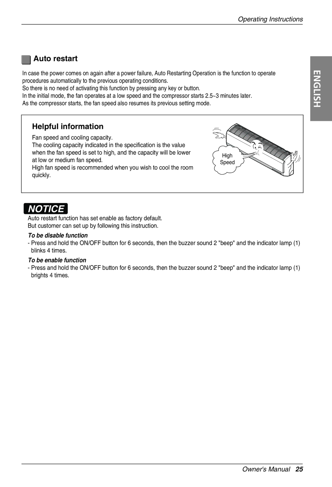 Beko LG-BKE7650 D, LG-BKE7700 D Auto restart, Helpful information, To be disable function, To be enable function 